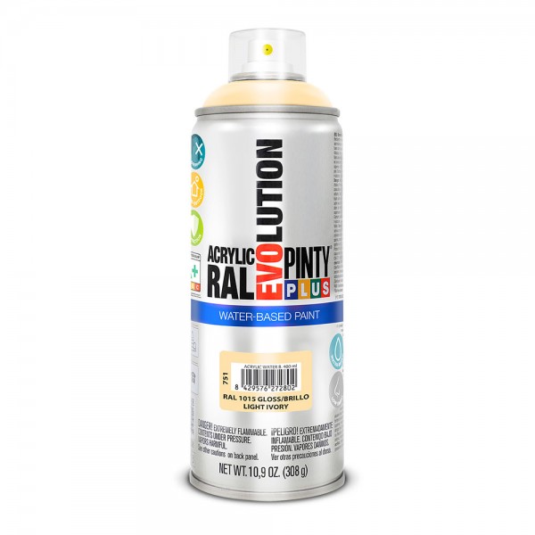 Pintura acrílica spray evolution water-based 520 cc ral 1015 marfil claro