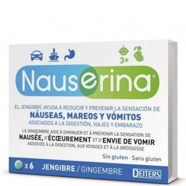 Nauserina 6 Comprimidos con Jengibre (Náuseas, Mareos y Vómitos)