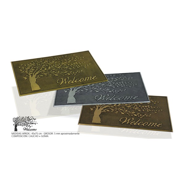 Felpudo de goma árbol welcome colores surtidos 75 x 45 x 0,5 cm