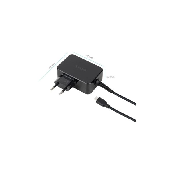 Tooq cargador portátil gan usb-c pd 45w negro