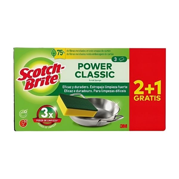 Scotch Brite estropajo clasico 2 + 1 Gratis