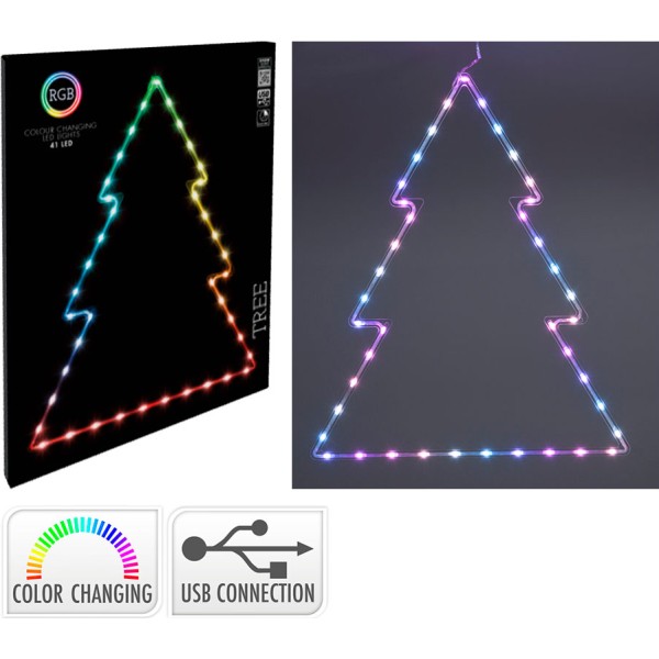 árbol de navidad rgb 41 leds, multifunción, interior, 48 x 60 cm
