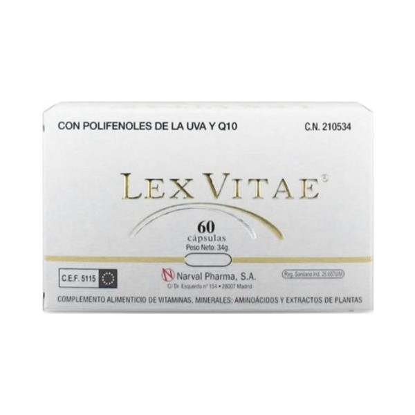 Lex vitae q10 y polifenoles de uva complemento alimenticio de vitaminas 60un